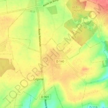 Mapa topográfico Puits-Bérault, altitude, relevo