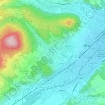 Mapa topográfico Pottschach, altitude, relevo