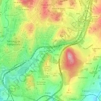Mapa topográfico A Ponte do Viso, altitude, relevo