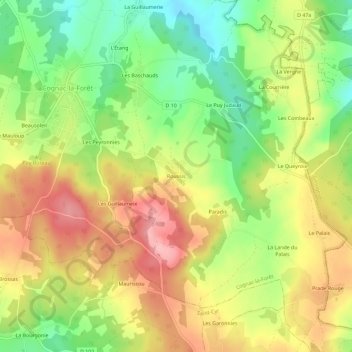 Mapa topográfico Roussis, altitude, relevo
