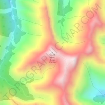 Mapa topográfico South Ghost Peak, altitude, relevo