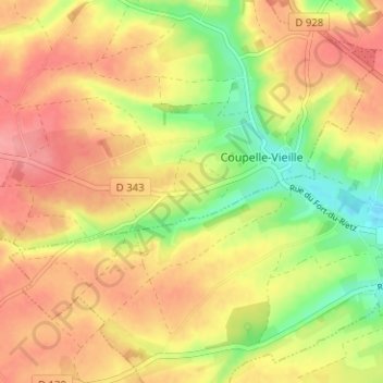 Mapa topográfico Wailly, altitude, relevo