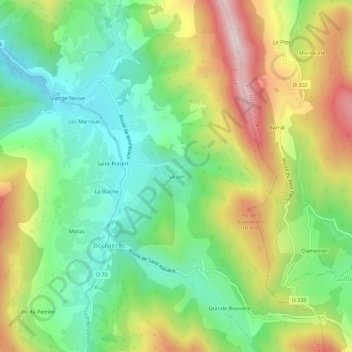 Mapa topográfico Sauzet, altitude, relevo