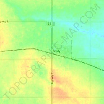 Mapa topográfico Plenty, altitude, relevo