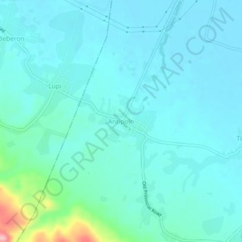 Mapa topográfico Antipolo, altitude, relevo