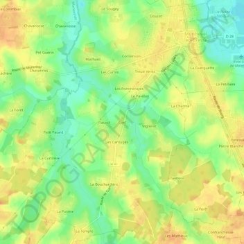Mapa topográfico Cuet, altitude, relevo
