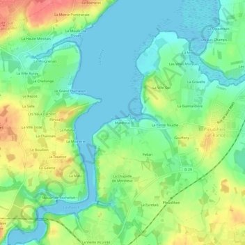 Mapa topográfico Mordreuc, altitude, relevo