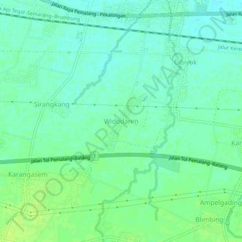 Mapa topográfico Widodaren, altitude, relevo