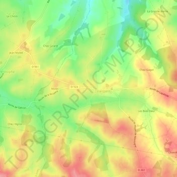 Mapa topográfico Le Souchet, altitude, relevo