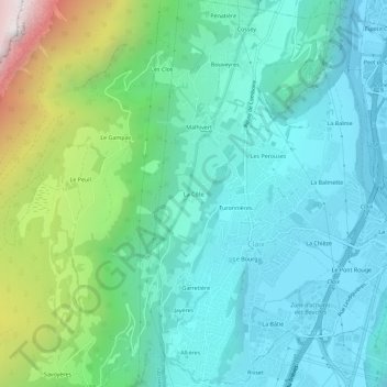 Mapa topográfico La Côte, altitude, relevo