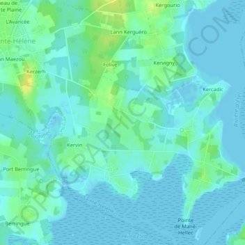 Mapa topográfico Kerguellan, altitude, relevo
