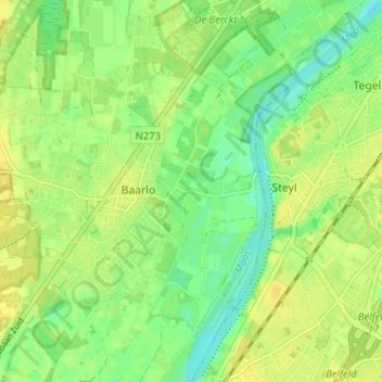 Mapa topográfico Vergelt, altitude, relevo