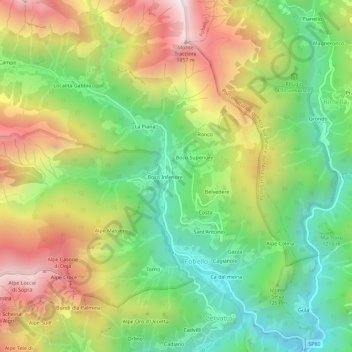 Mapa topográfico Riva, altitude, relevo