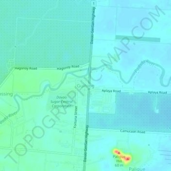 Mapa topográfico Guihing, altitude, relevo