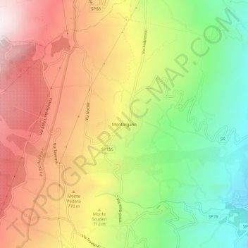 Mapa topográfico Montargano, altitude, relevo