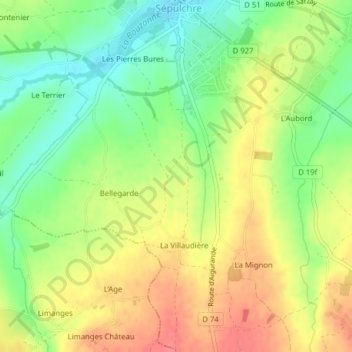 Mapa topográfico La Rance, altitude, relevo