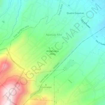 Mapa topográfico Angahuana Alto, altitude, relevo