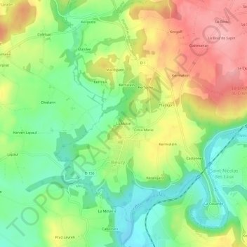 Mapa topográfico La Motte, altitude, relevo