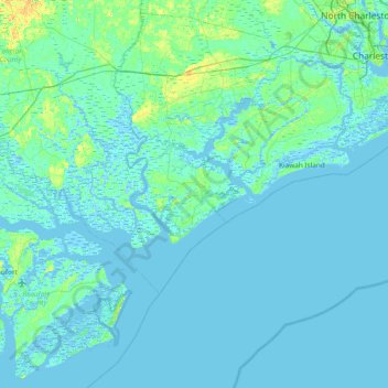 Mapa topográfico Edisto Island, altitude, relevo