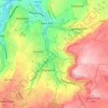 Mapa topográfico Jackson Bridge, altitude, relevo
