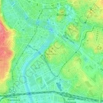 Mapa topográfico Aventino, altitude, relevo