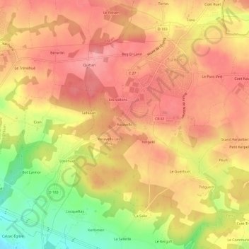 Mapa topográfico Keravello, altitude, relevo