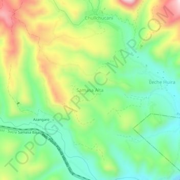 Mapa topográfico Samasa Alta, altitude, relevo