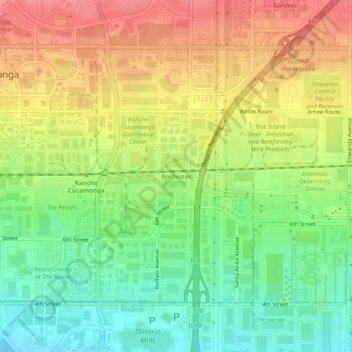 Mapa topográfico Rochester, altitude, relevo