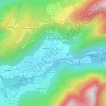Mapa topográfico Marlens, altitude, relevo
