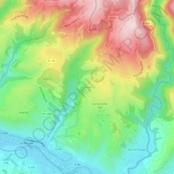 Mapa topográfico Ayrolles, altitude, relevo