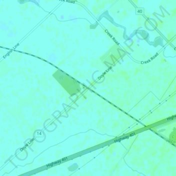 Mapa topográfico Richardson, altitude, relevo