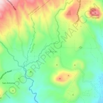 Mapa topográfico La Roxas, altitude, relevo
