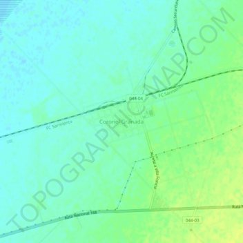 Mapa topográfico Coronel Granada, altitude, relevo