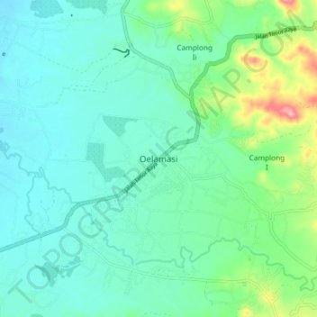Mapa topográfico Oelamasi, altitude, relevo