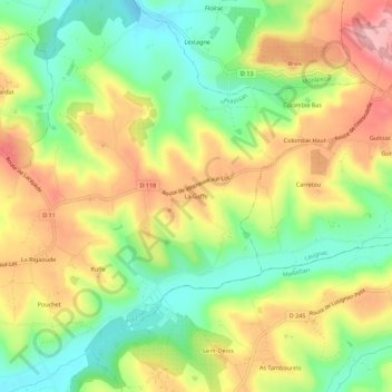 Mapa topográfico La Gaffe, altitude, relevo