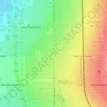 Mapa topográfico Parks, altitude, relevo
