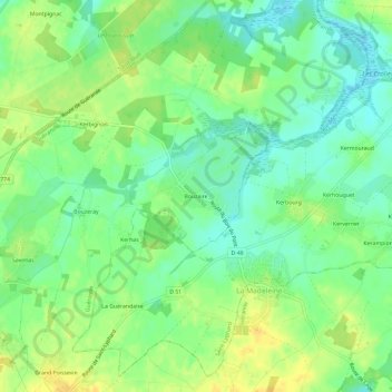 Mapa topográfico Bouzaire, altitude, relevo