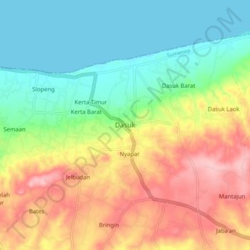 Mapa topográfico Dasuk, altitude, relevo