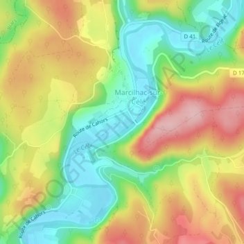 Mapa topográfico Les Canabals, altitude, relevo