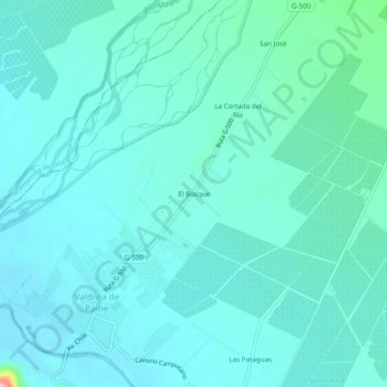 Mapa topográfico El Bosque, altitude, relevo