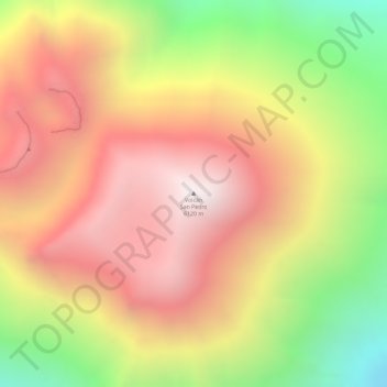 Mapa topográfico Volcán San Pedro, altitude, relevo