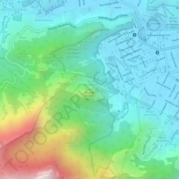 Mapa topográfico Pico do Perdido, altitude, relevo