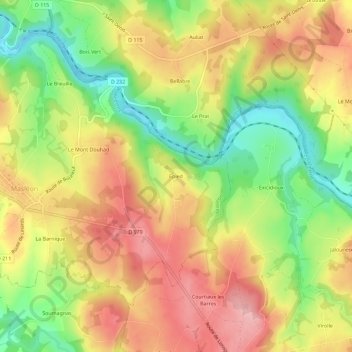 Mapa topográfico Epied, altitude, relevo