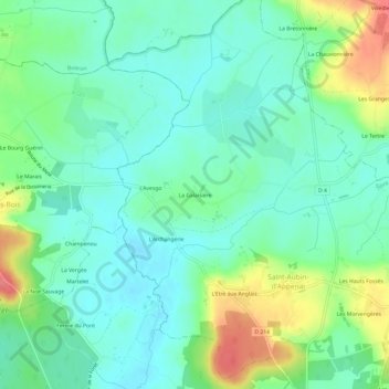Mapa topográfico La Galaisière, altitude, relevo