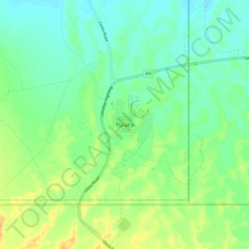 Mapa topográfico Yulara, altitude, relevo
