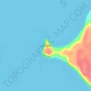 Mapa topográfico Cape Blanco, altitude, relevo
