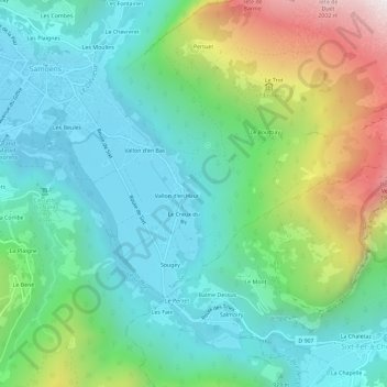 Mapa topográfico Les Traversants, altitude, relevo