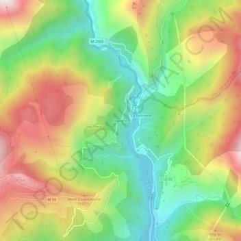 Mapa topográfico Irougne, altitude, relevo