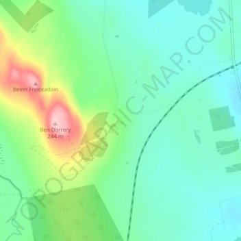 Mapa topográfico Dorrery, altitude, relevo