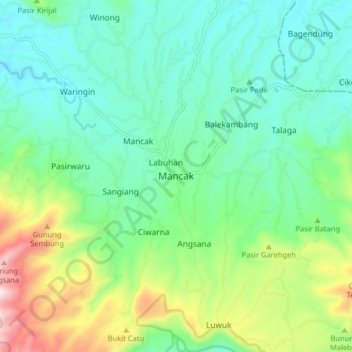 Mapa topográfico Mancak, altitude, relevo